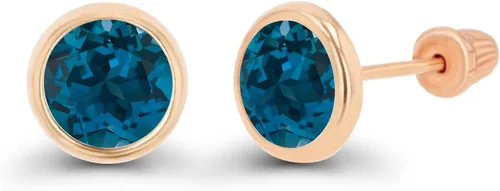 Miniatura 2 de Aretes redondos de oro de 14 quilates hipoalergénicos de 0.236in con piedra natal solitario, circonita