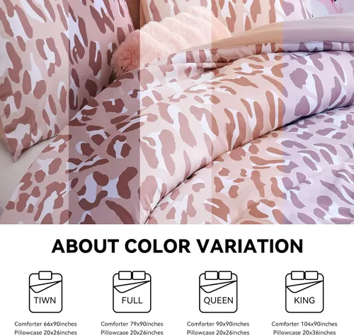Miniatura 9 de JANZAA Juego de edredón tamaño Individual, juego de cama beige con estampado de leopardo, ropa de cama elegante y con estilo con estampado de animal