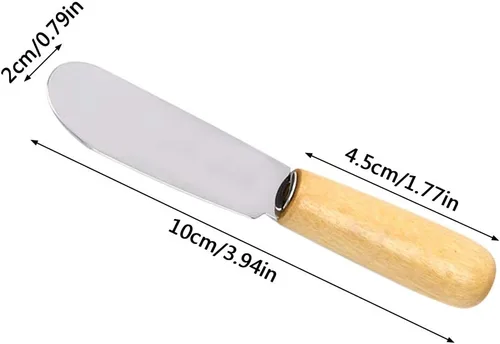 Miniatura 2 de ACKLLR Paquete de 5 esparcidores de mantequilla de acero inoxidable con borde recto y mango de madera, juego de esparcidores de condimentos de queso