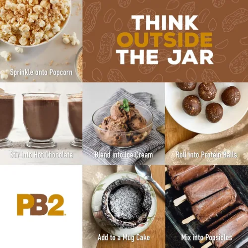 Miniatura 8 de PB2 Mantequilla de cacao de chocolate en polvo con cacao – 0.14 oz de proteína, 90% menos grasa, certificado sin gluten, solo 50 calorías por