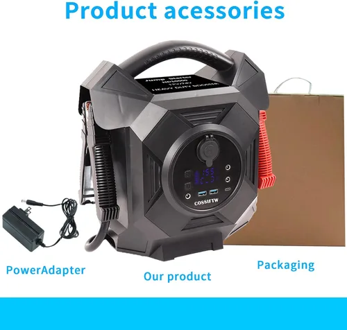 Miniatura 6 de Arrancador de salto ultra potente: paquete de refuerzo de batería de 10000 A 12 V/24 V con cables de puente comerciales, iluminación LED y carga