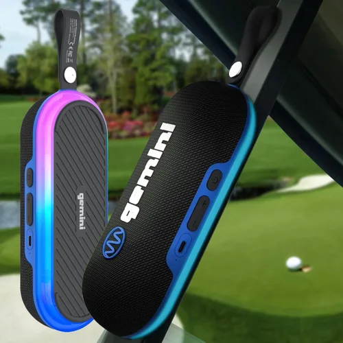Gemini - Altavoz Bluetooth magnético para carrito de golf, inalámbrico portátil, soporte magnético fuerte, batería de 12 horas, IPX6 impermeable,