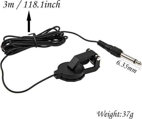 Miniatura 5 de 1 pastilla Yootones con clip con conector de audio compatible con guitarra acústica, violín, banjo ukelele (negro)