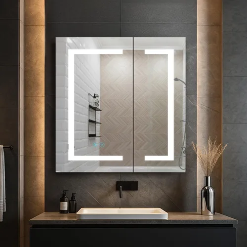 Miniatura 15 de Blossom Rigel - Botiquín de 20 x 26 pulgadas con espejo LED empotrado o superficie con luces, gabinete de baño con bisagra derecha, desempañador