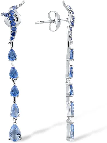 Miniatura 2 de Santuzza Aretes lineales de plata de ley 925 con circonita cúbica de cristal para mujer