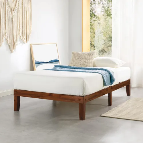 Miniatura 29 de Mellow Naturalista Classic - Cama de plataforma de madera maciza de 12 pulgadas con listones de madera, tamaño individual XL, pino natural Natural