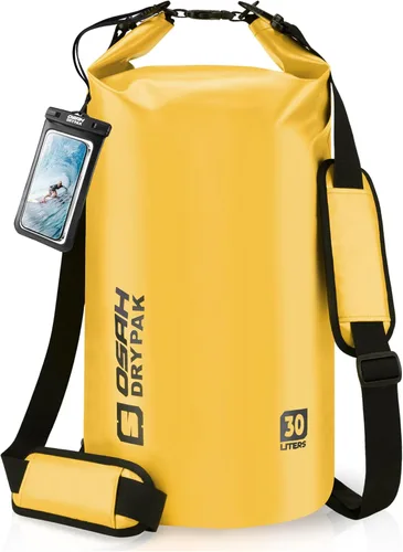 Miniatura 51 de Bolsa seca impermeable, 5L/10L/20L/30L/40L Mochila de almacenamiento ligera con funda para teléfono para mujeres y hombres, saco impermeable Gris
