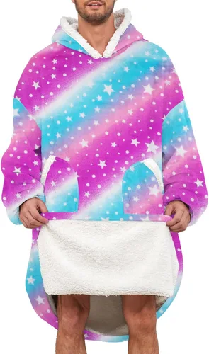 Miniatura 17 de Century Star Manta con capucha para mujeres y hombres, sherpa, de gran tamaño, gruesa, acogedora, suave, cálida, para adultos, sudadera con capucha