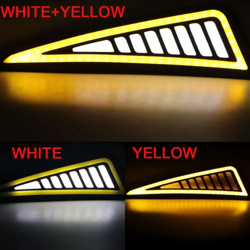 Miniatura 2 de YSY 2 bombillas LED de doble color blanco ámbar COB luces de circulación diurna luz de giro flexible DRL luz diurna luz de conducción impermeable