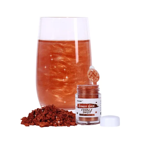 Miniatura 7 de Polvo de brillo comestible de oro bronceado para cócteles, Sujoygar 4g Polvo de brillo comestible para beber, purpurina en polvo para pastel, vodka