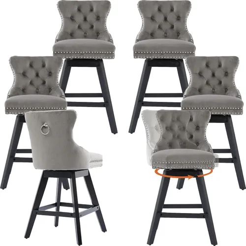 Miniatura 28 de Juego de 2 taburetes de bar giratorios modernos, taburetes de bar de 26.6 pulgadas de altura de mostrador beige con respaldo para isla de cocina