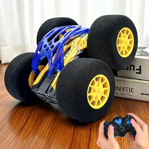 Miniatura 9 de Coches de acrobacias RC de interior con control remoto y juguetes con ruedas suaves, coches RC para niños, interior y exterior, con faro LED