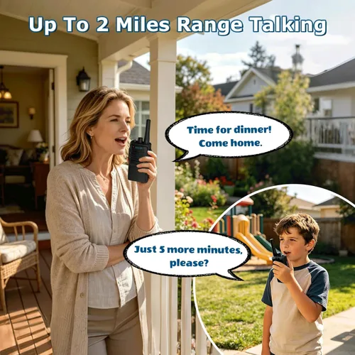 Miniatura 2 de Walkie Talkies para niños, paquete de 2 unidades, 2 millas de alcance recargable para niños, 16 canales, radio de 2 vías con linterna, juguetes Negro