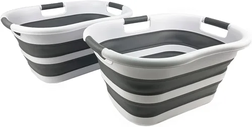Miniatura 7 de SAMMART Cesta plegable de plástico para lavandería de 30 litros (7.9 galones) - Contenedor/organizador de almacenamiento plegable - Cesto portátil