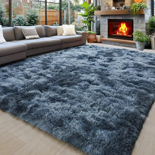 Miniatura 95 de Alfombras de área de 8x10 para sala de estar, alfombra shaggy grande ultra suave y esponjosa para dormitorio, alfombras de felpa mullida Blanco crema