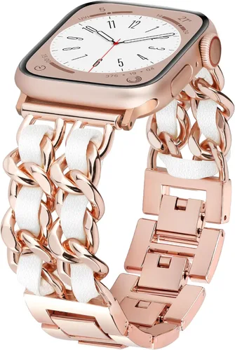 Miniatura 27 de Correas de metal para reloj para mujeres compatibles con Apple Watch para mujeres y hombres de 40 mm, 38 mm, 41 mm, 42 mm, 44 mm, 45 mm, 46 mm
