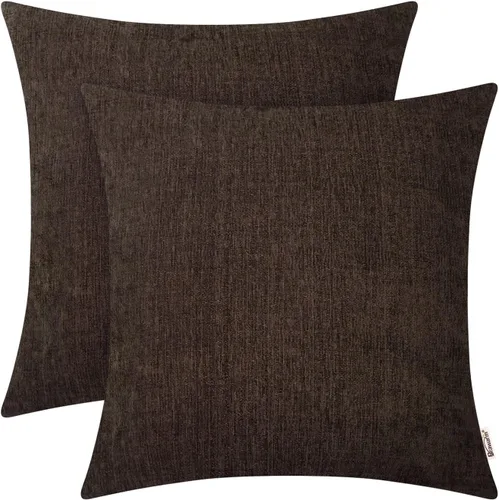 Miniatura 49 de BRAWARM Fundas de almohada 40x40 cm - Paquete de 2 fundas de almohada de chenilla negra, fundas de almohada de chenilla suave teñida sólida