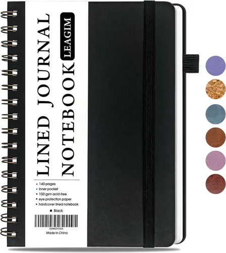 Miniatura 11 de LEAGIM Cuaderno rayado en espiral para mujeres y hombres, cuaderno de tapa dura con rayas universitarias para trabajo y toma de notas, diarios