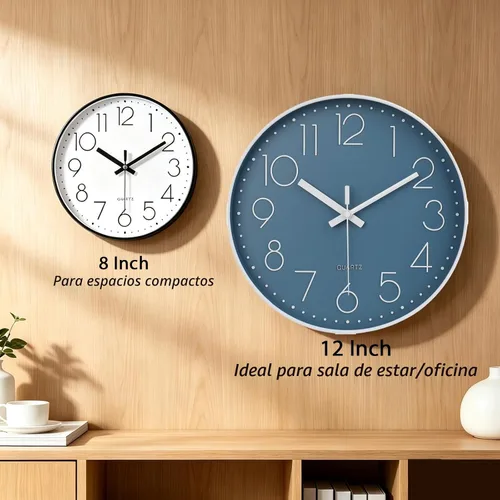 Miniatura 7 de jomparis - Reloj de pared de cuarzo redondo de 12 pulgadas, silencioso, sin tictac, decorativo, moderno, funciona con pilas, para hogar, oficina