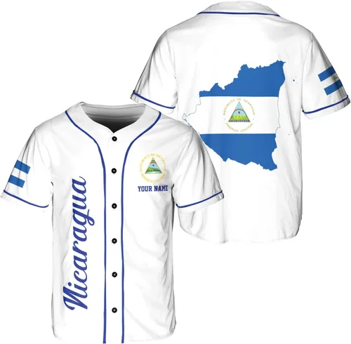 Camiseta de béisbol de Nicaragua personalizada, camiseta de béisbol de Nicaragua personalizada para hombres y mujeres, camisas nicaragüenses