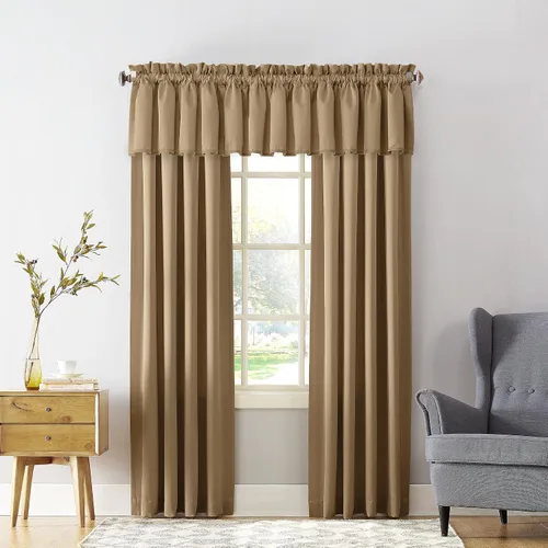 Miniatura 4 de Sun Zero Barrow - Cortina de eficiencia energética con bolsillo para barra, par de paneles Beige pardo