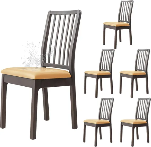 Miniatura 12 de Dimatic Juego de 2 fundas de asiento para silla, de piel sintética, impermeables, fundas elásticas para sillas de comedor, fundas protectoras