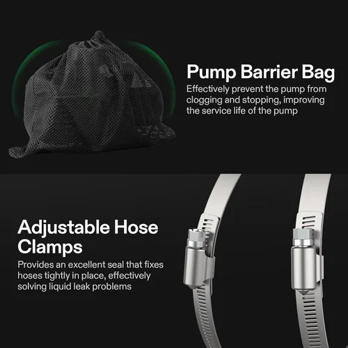 Miniatura 4 de VIVOSUN Bomba de agua sumergible de 3700 GPH con bolsa de barrera, bomba de estanque ultra silenciosa de 300 W para estanque, cascada, pecera