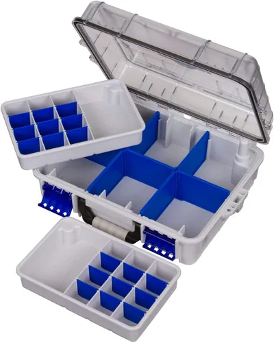 Miniatura 3 de Flambeau Outdoors 3000WPNC Maletín impermeable 3000, caja portátil impermeable para aparejos con bandejas, gris/transparente