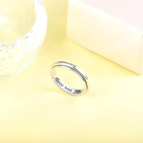 Miniatura 2 de JLYY Anillo giratorio de plata de ley para aliviar la ansiedad y el aburrimiento, TDAH, autismo, anillos para mujeres y hombres
