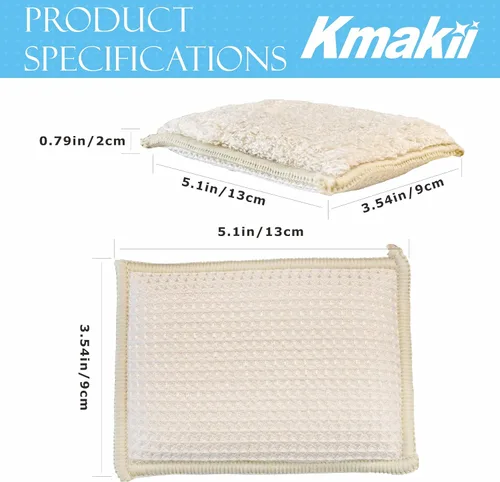 Miniatura 2 de KMAKII Esponjas de cocina de bambú, esponja para platos, esponjas de limpieza súper absorbentes, paquete de 12