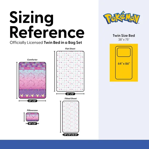 Miniatura 7 de Northwest Pokémon Juego de cama individual en una bolsa, Pikachu y Eevee, ropa de cama de anime para niños y niñas, ligera y dulce Ligero y dulce