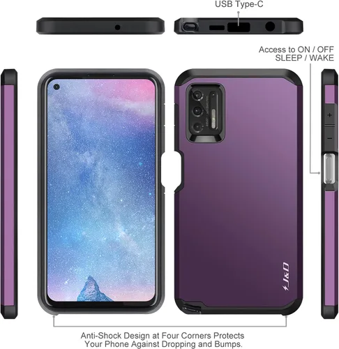 Miniatura 3 de J&D Funda compatible con Moto G Stylus 2021, resistente funda híbrida resistente con protector de pantalla de vidrio (paquete de 2), no compatible