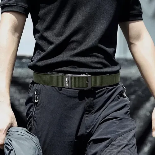 Miniatura 6 de Cinturón de transporte oculto para hombres, cinturón táctico de trinquete, cinturón de trabajo EDC CCW de nailon con hebilla deslizante automática
