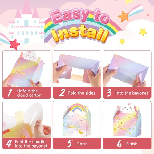Miniatura 5 de Leinuosen Cajas de regalo de nube arcoíris – Bonitas cajas de recuerdo de fiesta, golosinas de dulces, cajas de regalo para niñas, niños y niños