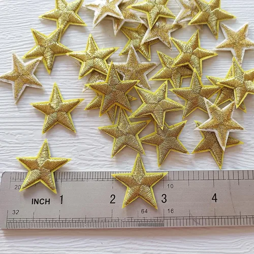 Miniatura 4 de 30 parches para planchar con estrellas doradas, apliques bordados para ropa, chaquetas, sombreros, mochilas, jeans (1.2 pulgadas)