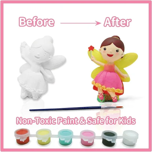 Miniatura 3 de Funto Kit de pintura de unicornio, juego de artes y manualidades, proyectos STEAM Actividad creativa juguetes de bricolaje, con 6 figuras, 6 macetas