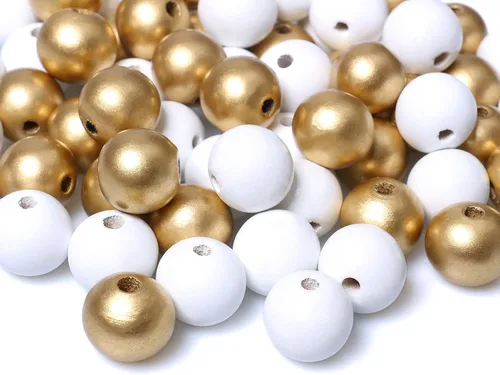 Miniatura 8 de 50 cuentas redondas de madera mezcladas en colores dorado y plateado, cuentas sueltas pintadas lisas de 0.787 pulgadas (0.787 pulgadas), suministros