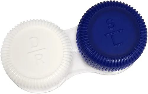 Miniatura 3 de Estuches para lentes de contacto con tapa roscada, azul/blanco, paquete de 12