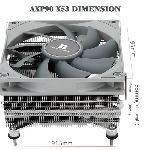 Miniatura 6 de Thermalright AXP90-X53 Enfriador de aire de CPU de perfil bajo, altura de 2.087 in, ventilador de CPU PWM delgado TL-9015, tecnología AGHP 3.0