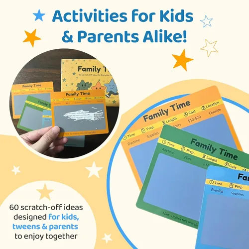 Miniatura 3 de 60 tarjetas de actividades para raspar con marcadores de día y noche - Divertidos juegos familiares para niños y padres - Ideas de aventura sin
