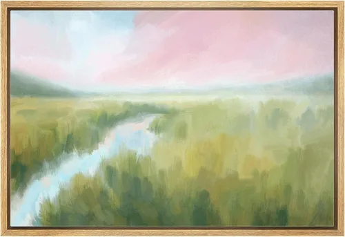 Miniatura 13 de SIGNLEADER Impresión en Lienzo Enmarcado Arte de Pared Prado Cálido de Verano con Flores Silvestres Ilustraciones Florales Vibrantes Arte Moderno