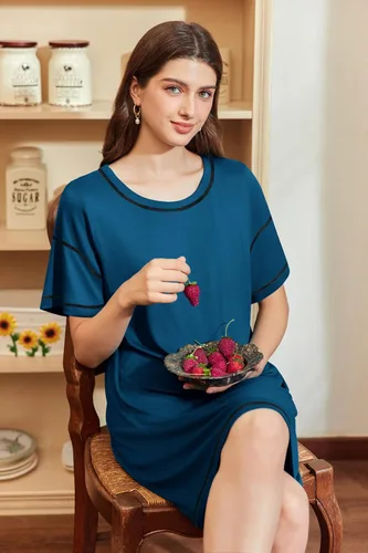 Miniatura 3 de Ekouaer Camisones para Mujeres Camisa de Dormir Suave de Manga Corta Camisa de Noche de Talla Grande Ropa de Dormir Cómoda Vestido de Dormir