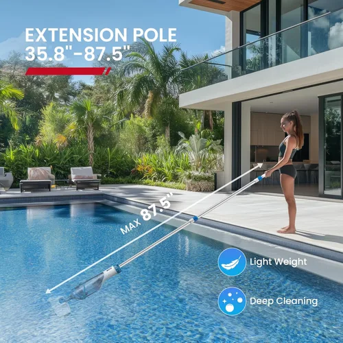 Miniatura 5 de ENHULK Aspiradora de piscina para piscina sobre el suelo, cabezal mejorado de 13.4 pulgadas de ancho y poste telescópico, potente succión de 18.5