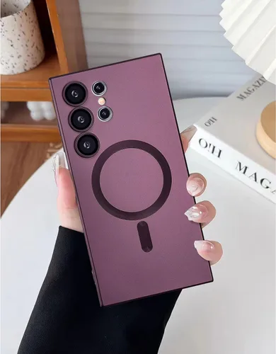 Miniatura 71 de Funda magnética para Samsung Galaxy S22 Ultra, silicona suave, delgada, antiarañazos, con protección de cámara, compatible con MagSafe, color negro