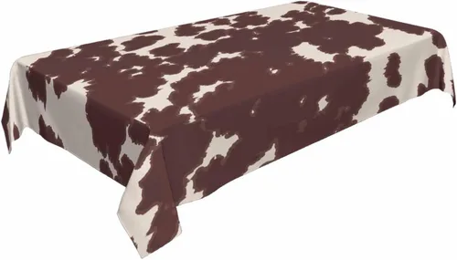 Miniatura 4 de TKS MITLAN Mantel rectangular de vaca o caballo, 52 x 70 pulgadas, con manchas marrones, piel de animal, estampado de caballo de vaca, mantel