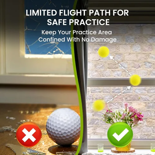 Miniatura 4 de FINGER TEN Pelotas de práctica de golf de espuma de colores, paquete de 12, 24, 50 unidades, pelota de golf ligera de vuelo limitado para interiores