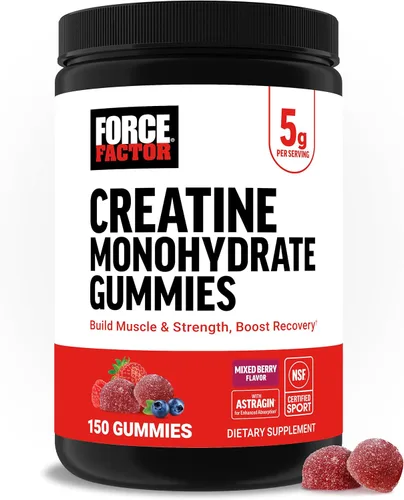 Force Factor Gomitas de Creatina Monohidrato, dosis de 5g para hombres y mujeres para apoyar el músculo, la fuerza, la recuperación, la salud