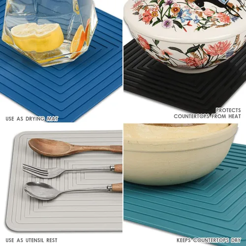 Miniatura 4 de Alfombrilla de silicona blanca para ollas y sartenes calientes, posavasos resistentes al calor, juego de alfombrillas calientes, almohadillas