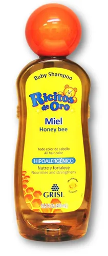 Honey Bee Ricitos de Oro Shampoo | Champú para bebé con gorra de sonajero emergente, producto sin parabenos para el delicado cabello del bebé; 13.5
