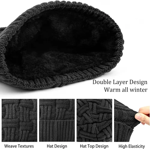 Miniatura 106 de Loritta Gorro de invierno cálido de punto grueso y holgado para hombre